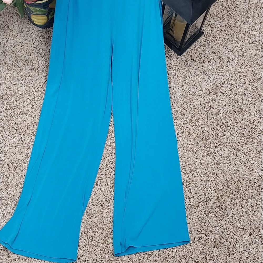 2957 Size Large Sunny Leigh Two Piece Teal Green Embellished Stretch Fabric Set - Picture 8 of 12